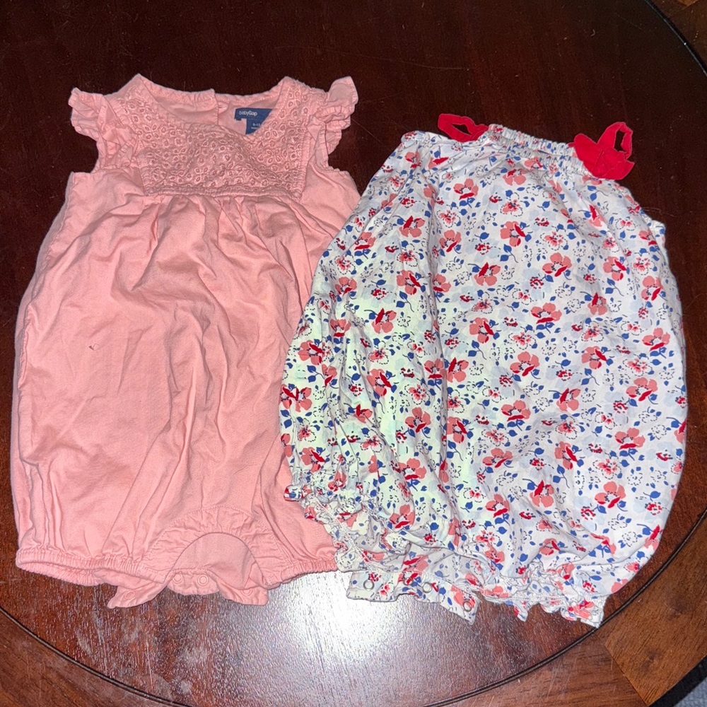 GAP Baby Pink Eyelet romper/floral romper bundle